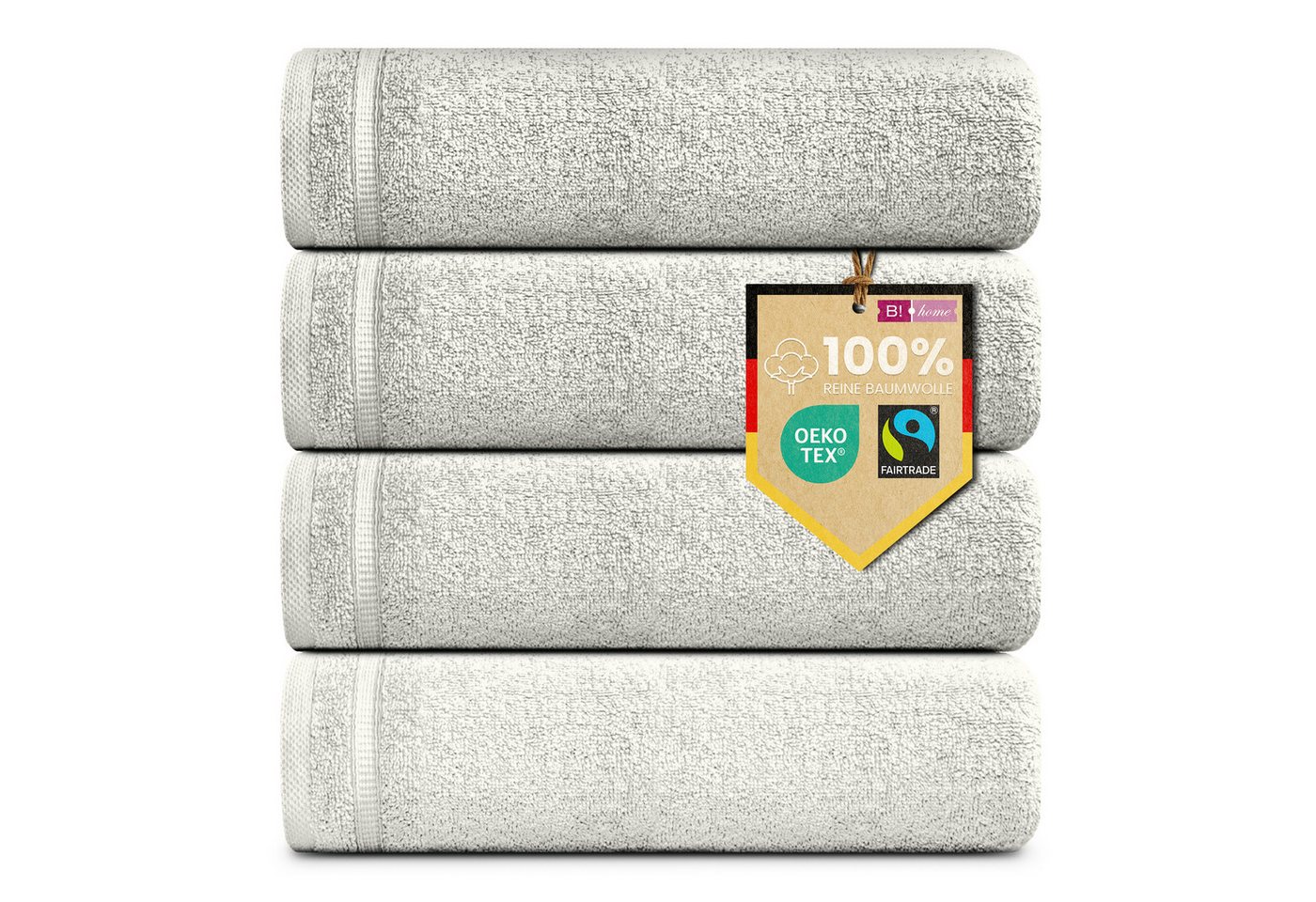 B!HOME Handtücher Set Saunatücher, Duschtücher, Gästehandtücher 100% Baumwolle, (Spar-Set, 4-St), flauschig saugfähig Frottee weich von B!HOME