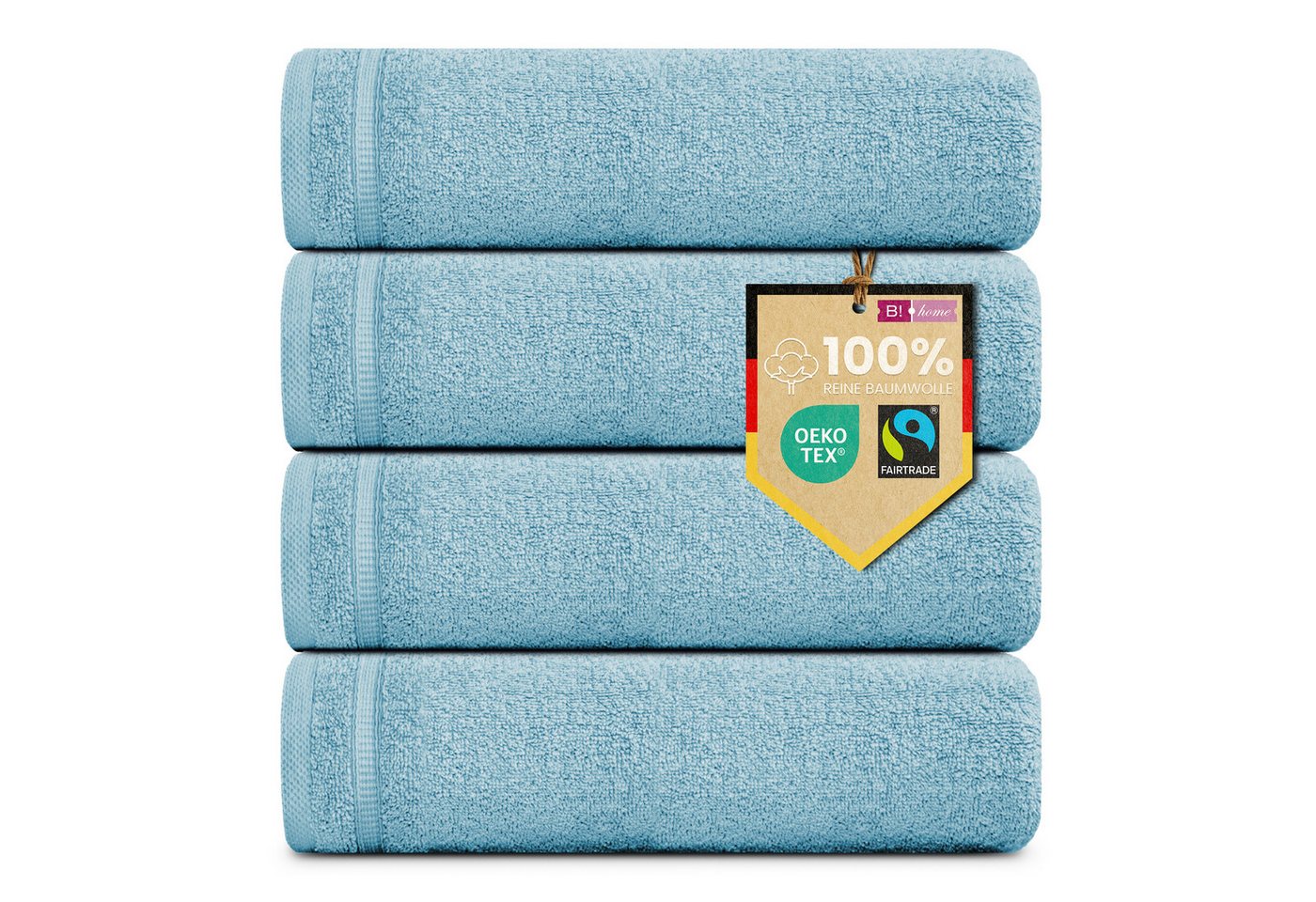 B!HOME Handtücher Set Saunatücher, Duschtücher, Gästehandtücher 100% Baumwolle, (Spar-Set, 4-St), flauschig saugfähig Frottee weich von B!HOME