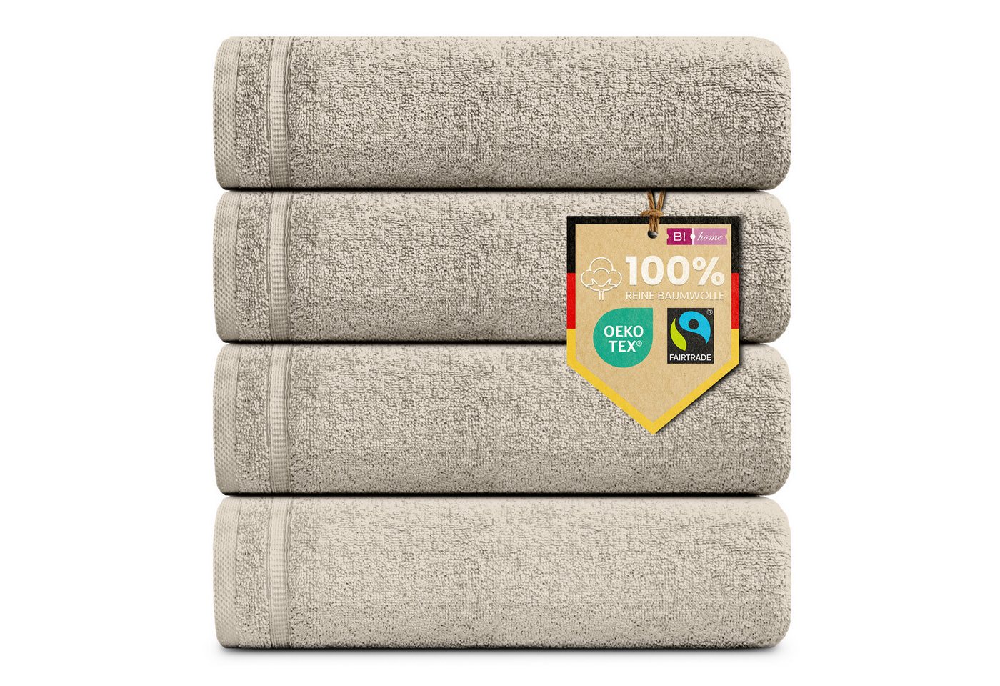 B!HOME Handtücher Set Saunatücher, Duschtücher, Gästehandtücher 100% Baumwolle, (Spar-Set, 4-St), flauschig saugfähig Frottee weich von B!HOME