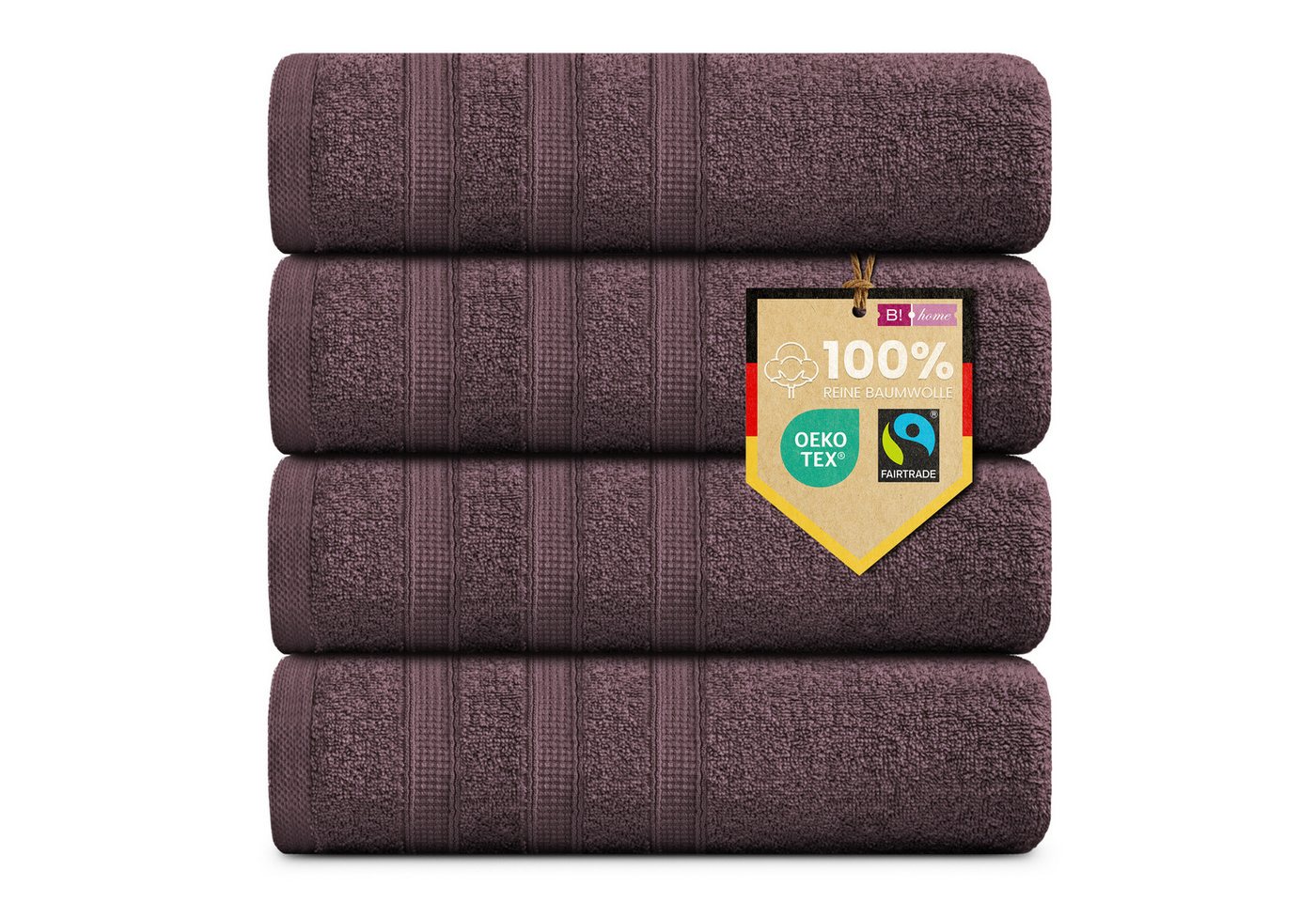 B!HOME Handtücher Set Saunatücher, Duschtücher, Gästehandtücher 100% Baumwolle, (Spar-Set, 4-St), flauschig saugfähig Frottee weich von B!HOME