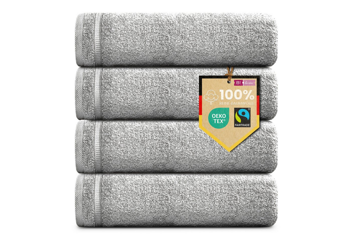 B!HOME Handtücher Set Saunatücher, Duschtücher, Gästehandtücher 100% Baumwolle, (Spar-Set, 4-St), flauschig saugfähig Frottee weich von B!HOME