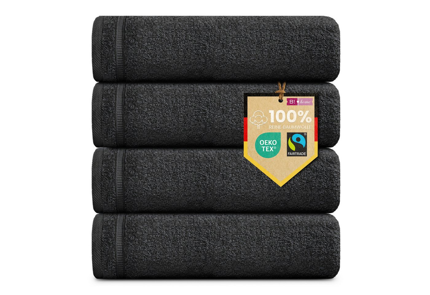 B!HOME Handtücher Set Saunatücher, Duschtücher, Gästehandtücher 100% Baumwolle, (Spar-Set, 4-St), flauschig saugfähig Frottee weich von B!HOME
