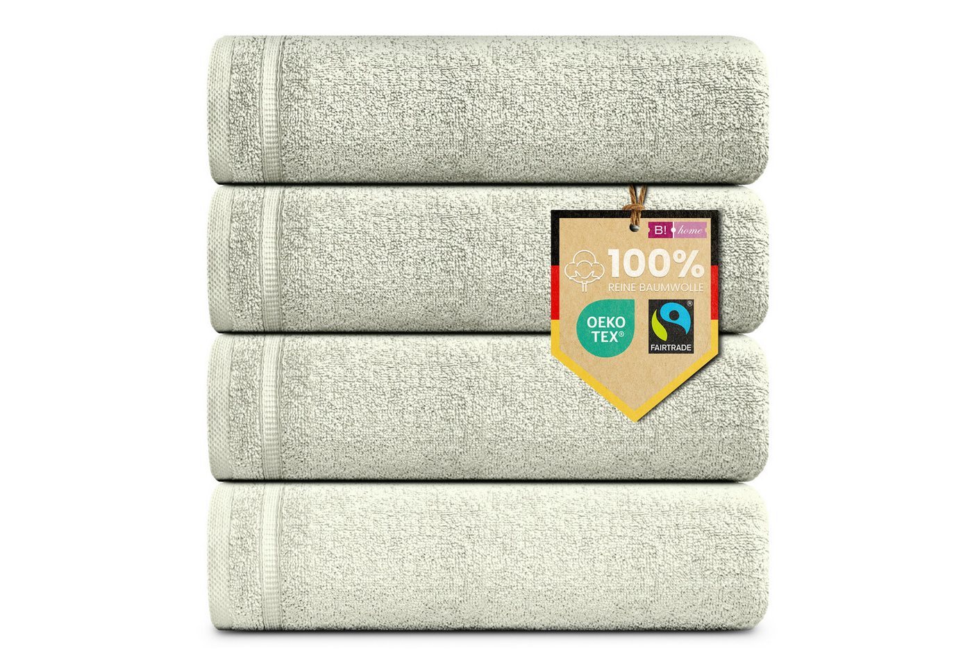 B!HOME Handtücher Set Saunatücher, Duschtücher, Gästehandtücher 100% Baumwolle, (Spar-Set, 4-St), flauschig saugfähig Frottee weich von B!HOME