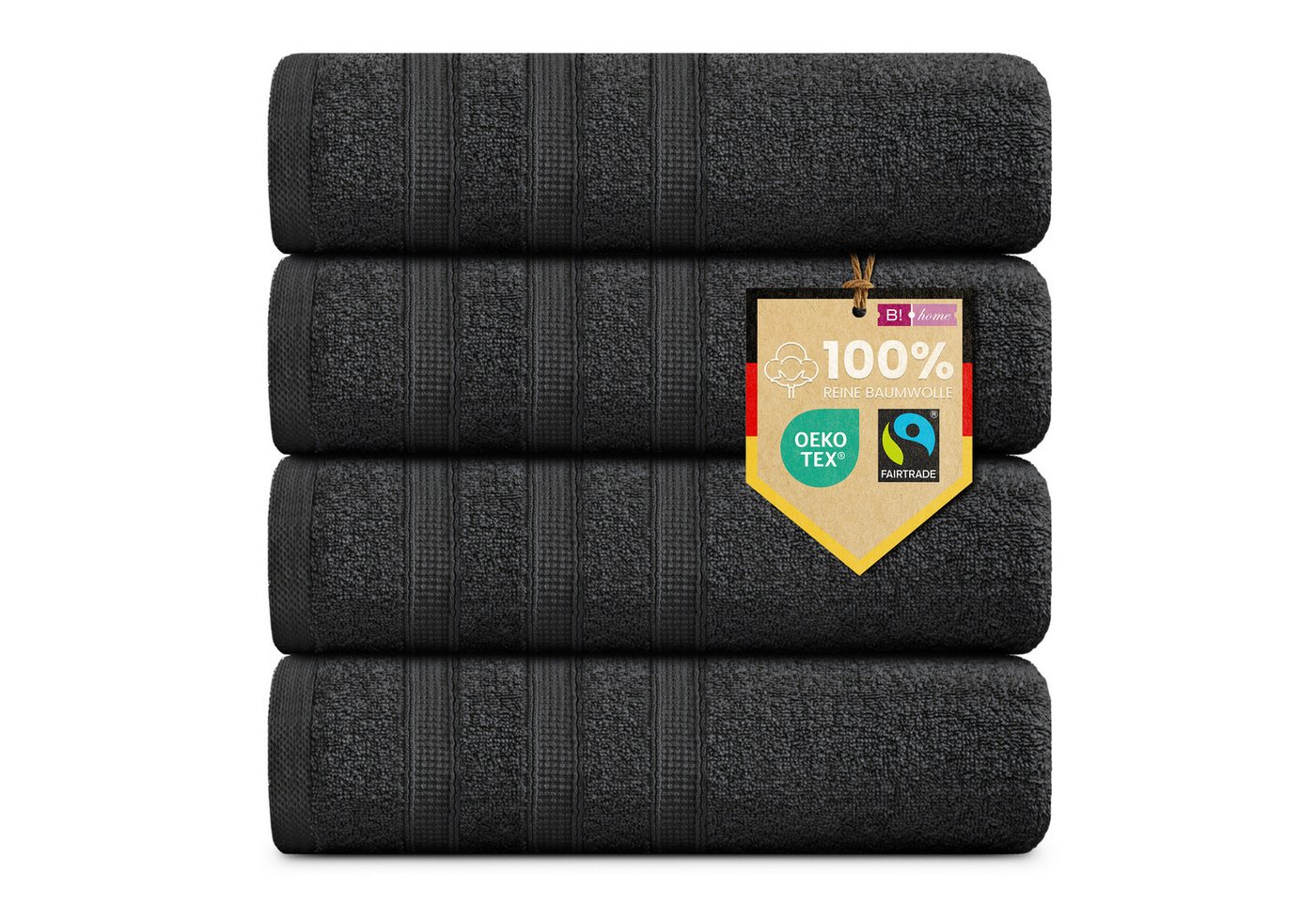 B!HOME Handtücher Set Saunatücher, Duschtücher, Gästehandtücher 100% Baumwolle, (Spar-Set, 4-St), flauschig saugfähig Frottee weich von B!HOME
