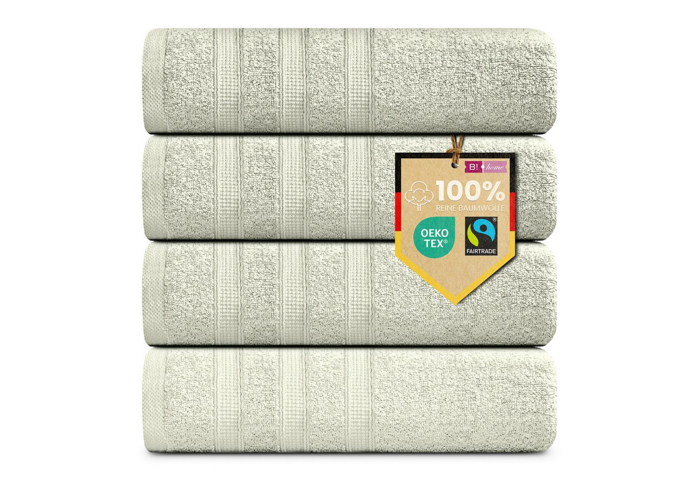 B!HOME Handtücher Set Saunatücher, Duschtücher, Gästehandtücher 100% Baumwolle, (Spar-Set, 4-St), flauschig saugfähig Frottee weich von B!HOME