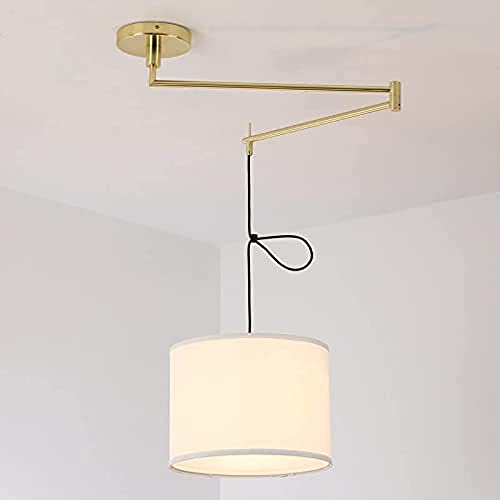 B·LED BARCELONA LED BarcelonaLED Elegante Moderne Gelenkdecken-Pendelleuchte mit Ausziehbarem Drehbarem Goldarm und Lampenschirm aus Weißem Stoff mit E27-Fassung für Wohnzimmer und Esszimmer B·LED BARCELONA LED BarcelonaLED Elegante Moderne Gelenkdecken-Pendelleuchte mit Ausziehbarem Drehbarem Goldarm und Lampenschirm aus Weißem Stoff mit E27-Fassung für Wohnzimmer und Esszimmer von B·LED BARCELONA LED