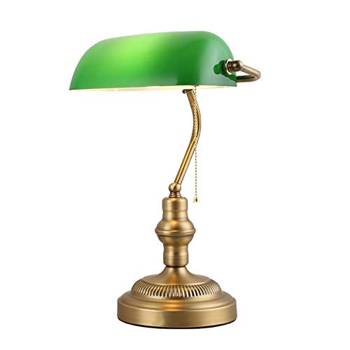 B·LED BARCELONA LED BarcelonaLED Schreibtischlampe Vintage Classic American Banker mit Grünem Glas und Kettenriemenschalter für Tischbüro Wohnzimmer von B·LED BARCELONA LED
