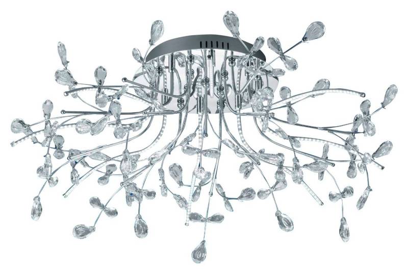 B-LEUCHTEN LED Deckenleuchte CRYSTAL, 8-flammig, Ø 77 cm, Chromfarben, Glas, Dimmfunktion, LED fest integriert, Warmweiß, LED Deckenlampe von B-LEUCHTEN