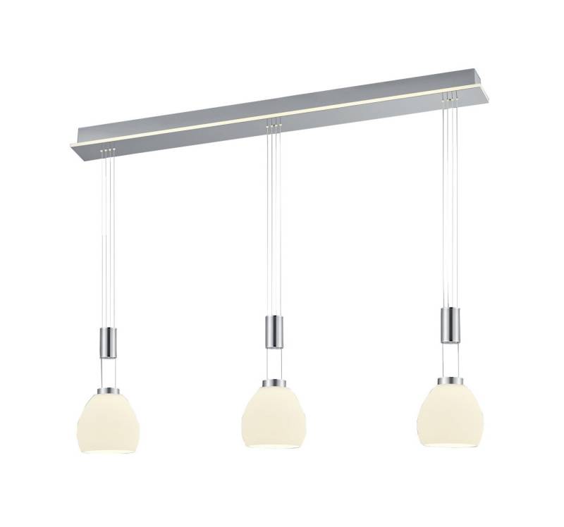 B-LEUCHTEN LED Pendelleuchte SAM, 4-flammig, Nickelfarben, Metall, Glasschirme, Dimmfunktion, LED fest integriert, Warmweiß, Hängeleuchte, Hängelampe von B-LEUCHTEN