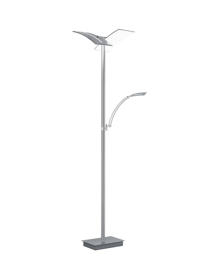 B-Leuchten LED-Stehleuchte Dual in Nickel matt mit Chrom Absetzung von B-Leuchten