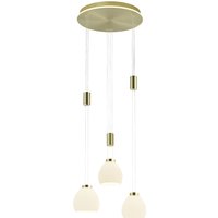 HELL Sam LED Pendelleuchte, 3-flg., mit Rondell Messing matt / blank von HELL