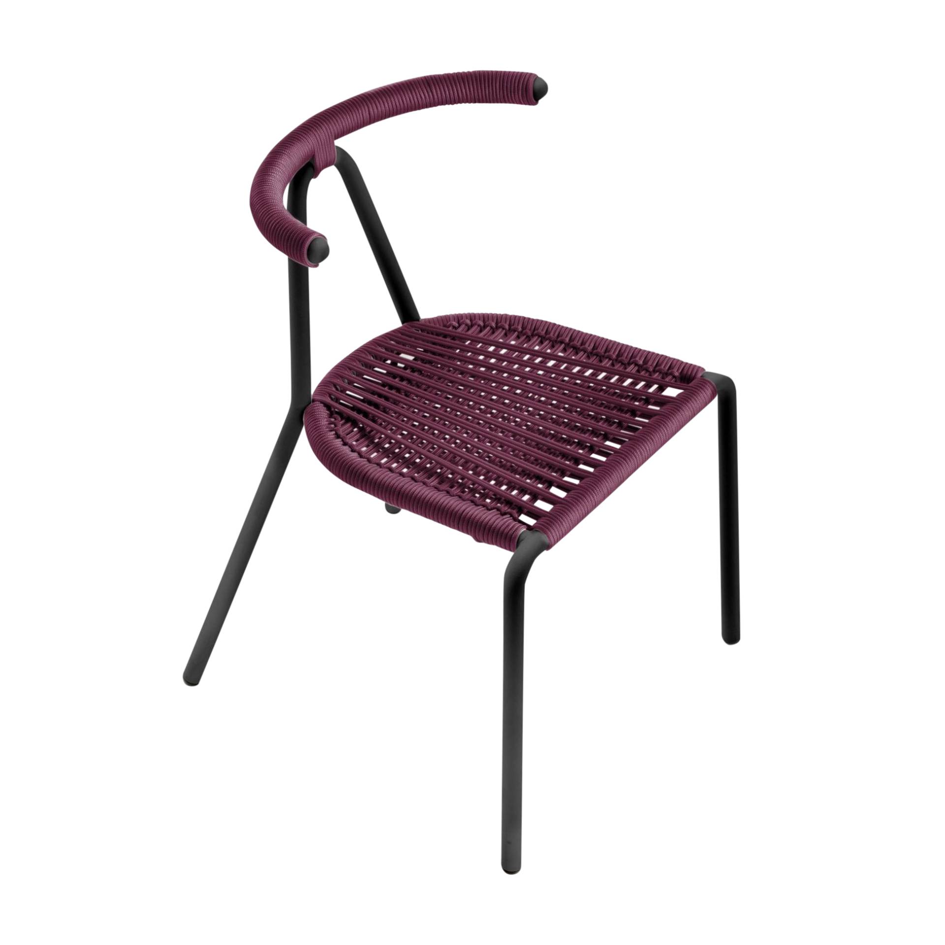 B-Line - Toro Stuhl Sitzfäche geflochten - bordeaux/geflochtene Schnüre/BxHxT 55x73,5x54cm/Gestell schwarz von B-Line