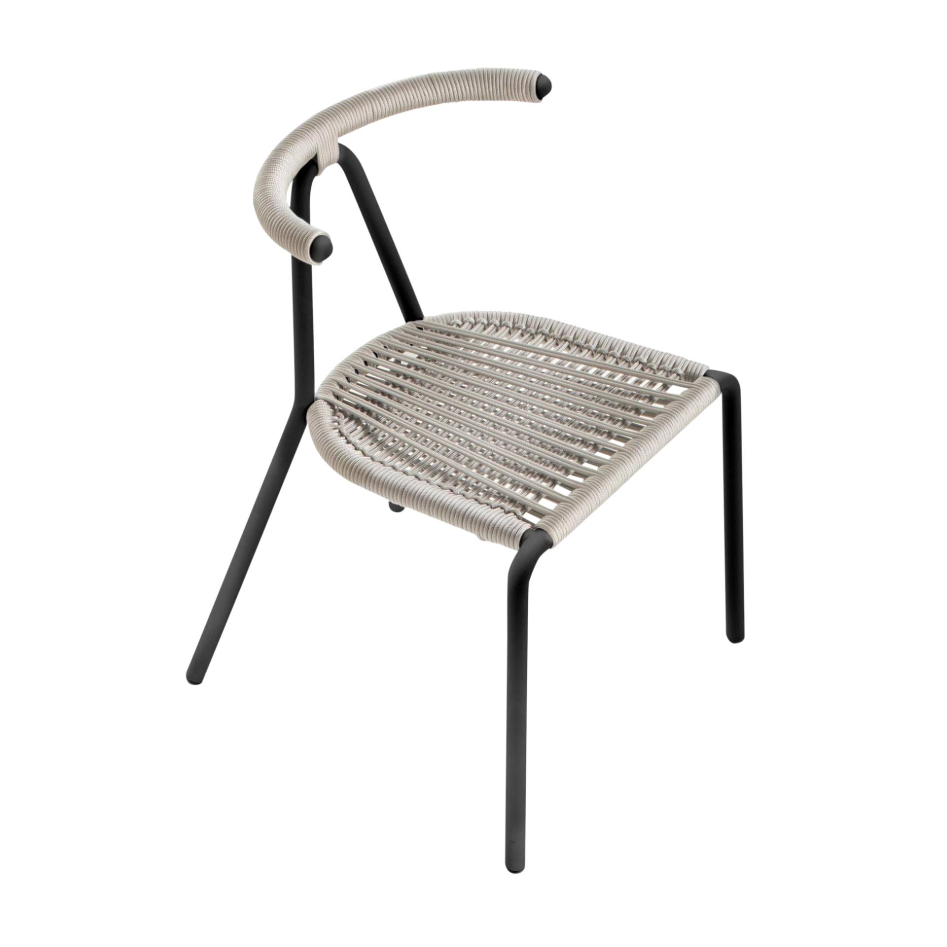 B-Line - Toro Stuhl Sitzfäche geflochten - stein/geflochtene Schnüre/BxHxT 55x73,5x54cm/Gestell schwarz von B-Line