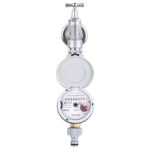 SPEWA Zapfhahnzähler | Wasseruhr Garten geeicht mit Montageset | Wasserzähler geeicht 3/4 zoll | Eichung 2025 von Bmeters