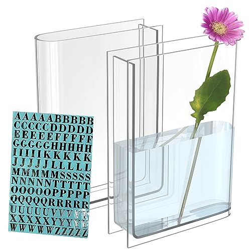 B'More Brands Transparente Buchvase für Blumen, Raumdekoration, ästhetische, künstlerische und dekorative Acryl-Vase, transparent, 2 Stück, 20,3 cm B'More Brands Transparente Buchvase für Blumen, Raumdekoration, ästhetische, künstlerische und dekorative Acryl-Vase, transparent, 2 Stück, 20,3 cm von B'More Brands