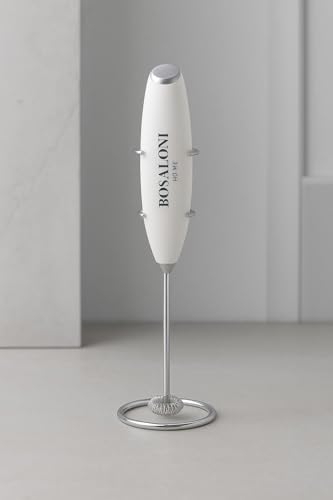 Bosaloni Home Elektrischer Milchaufschäumer mit Halterung – Cappuccino Milchaufschäumer aus Stahl, elegantes Design, für Kaffee, Milch, Schokolade – Schwarz von B O S A L O N I