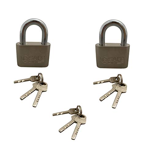 B-SAFE 2 tlg. 50mm Gleichschließendes Vorhängeschloss Set | Bügelschloss | Sicherheitsschloss mit 3 Generalschlüssel von B-SAFE