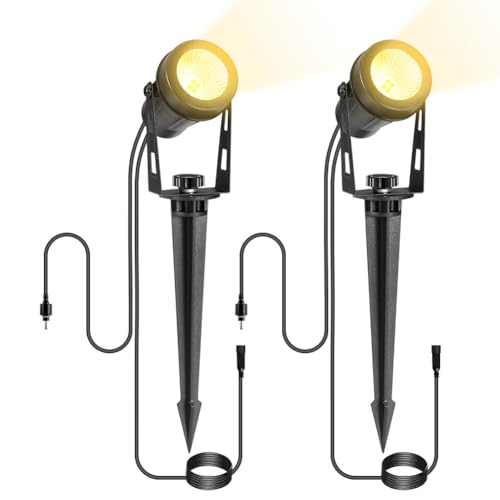 B-right Gartenbeleuchtung 2er Pack 3W LED Gartenstrahler mit 3M Kabel, Gartenleuchte mit Erdspieß, enthält keinen Stecker. (Zubehör, nur für die 4 in 1 oder 6 in 1 Gartenleuchte geeignet) von B-right