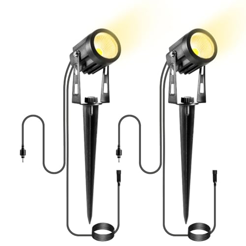B-right Gartenbeleuchtung 2er Pack 3W LED Gartenstrahler mit 3M Kabel, Gartenleuchte mit Erdspieß, enthält keinen Stecker. (Zubehör, nur für die Upgrade 4 in 1 oder 6 in 1 Gartenleuchte geeignet) von B-right