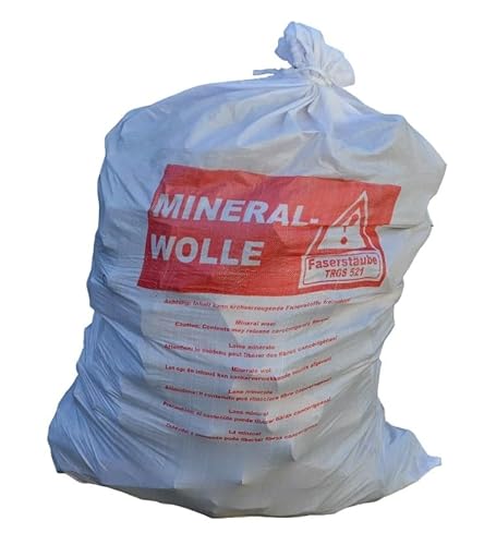 B teurobrecher - 100 Mineralwoll Säcke 140x220 cm - KFM Sack - Big Bag MiWo - für Mineralfaserabfälle - Transportsack mit Aufdruck - Glaswolle - Isolierwolle von B teurobrecher