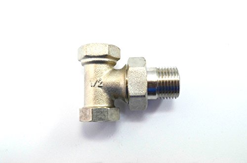 Radiatorverschraubung 1/2" Eckform absperrbar Messing vernickelt Radiatorverschraubung 1/2" Eckform absperrbar Messing vernickelt von B teurobrecher