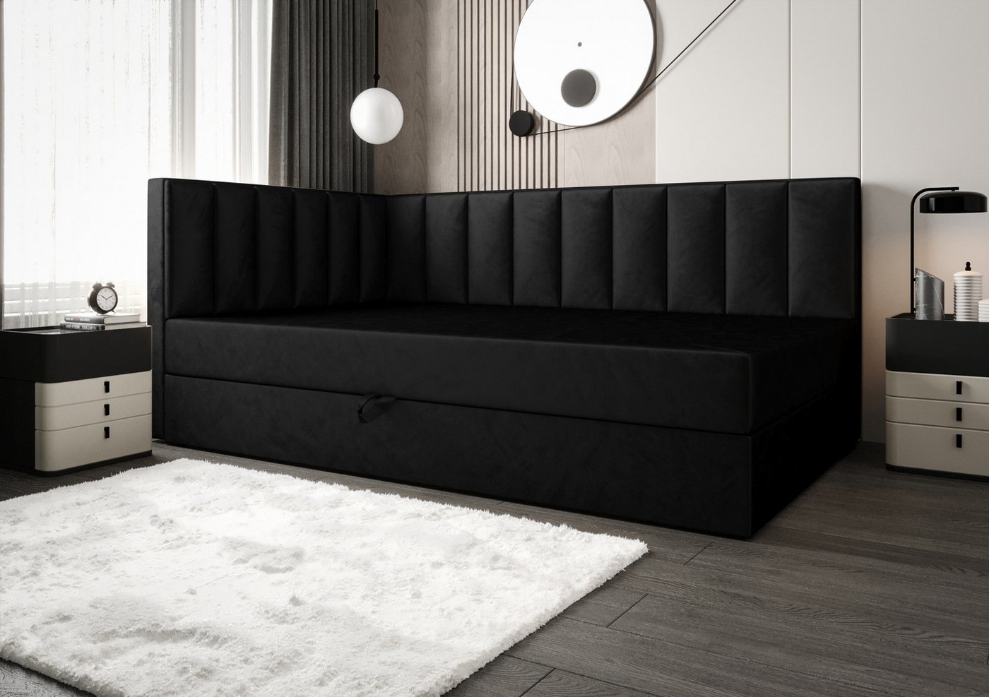 B&B Home Boxspringbett Boxbett Adelle VII (H3 Matratze Bonellfederung, Kopfteil, Seitenteil und Bettkasten) von B&B Home