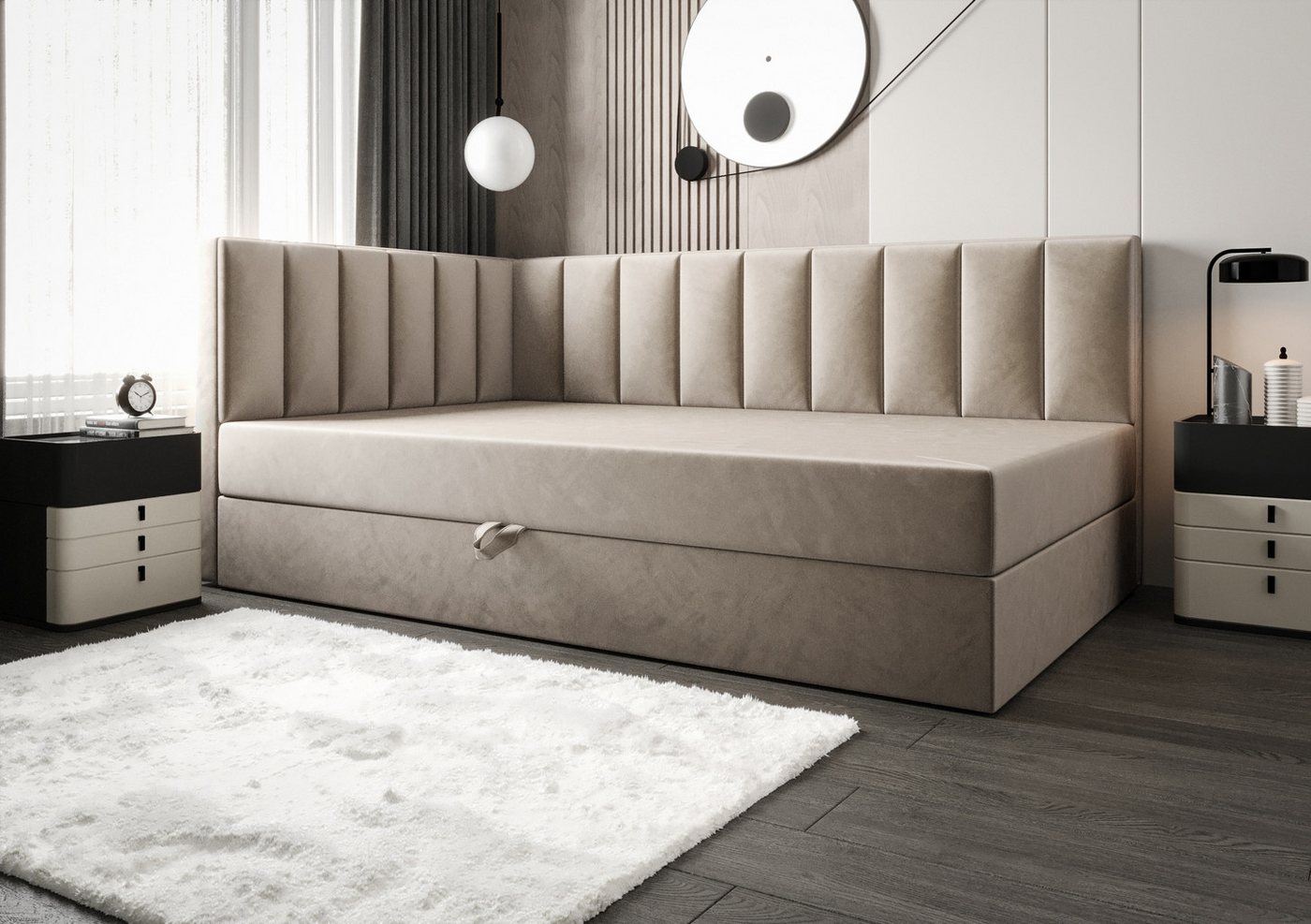 B&B Home Boxspringbett Boxbett Adelle VII (H3 Matratze Bonellfederung, Kopfteil, Seitenteil und Bettkasten) von B&B Home