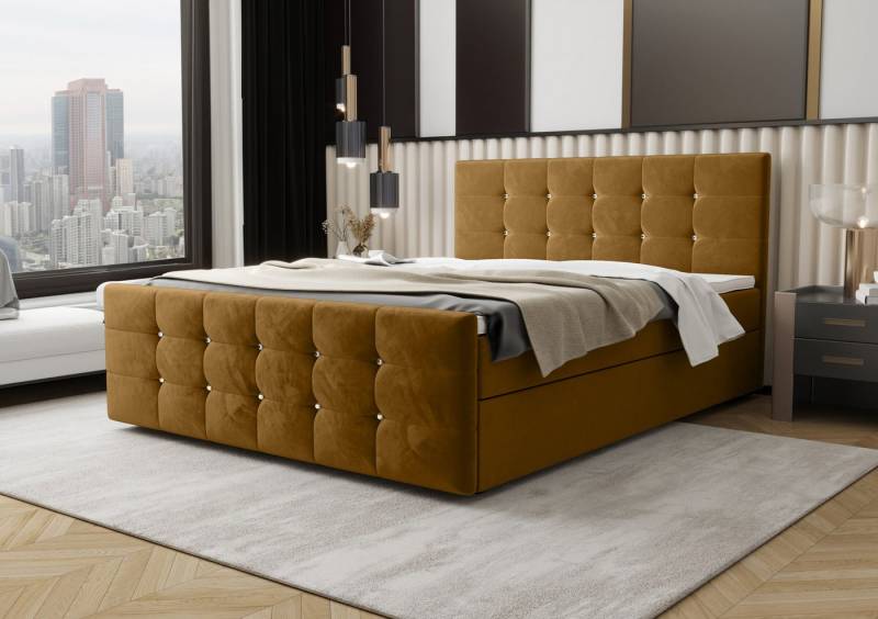 B&B Home Boxspringbett Boxbett Coria IV (H3 Multipocket-Matratze, Kopfteil, Bettkasten und Topper) von B&B Home