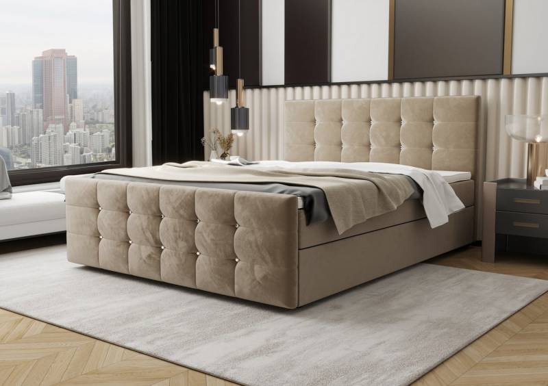 B&B Home Boxspringbett Boxbett Coria IV (H3 Multipocket-Matratze, Kopfteil, Bettkasten und Topper) von B&B Home