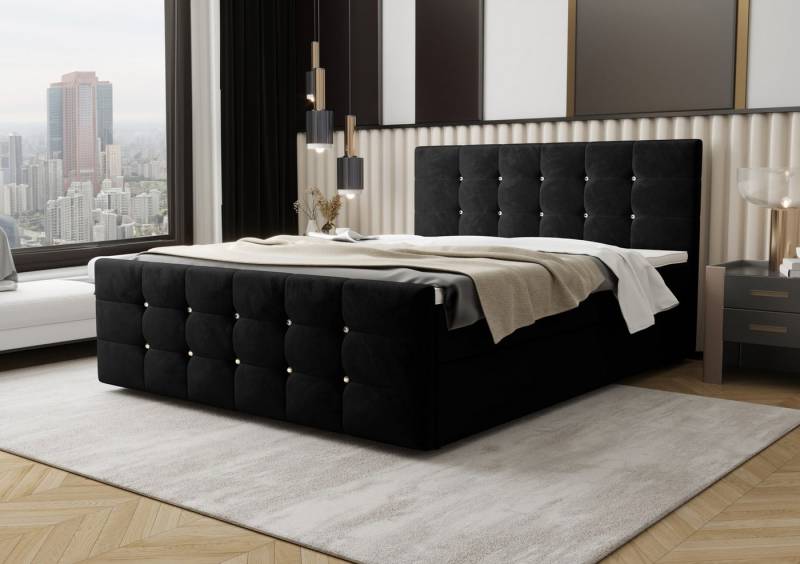 B&B Home Boxspringbett Boxbett Coria IV (H3 Multipocket-Matratze, Kopfteil, Bettkasten und Topper) von B&B Home
