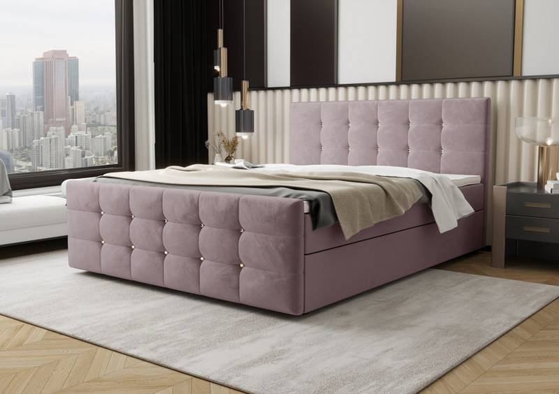 B&B Home Boxspringbett Boxbett Coria IV (H3 Multipocket-Matratze, Kopfteil, Bettkasten und Topper) von B&B Home
