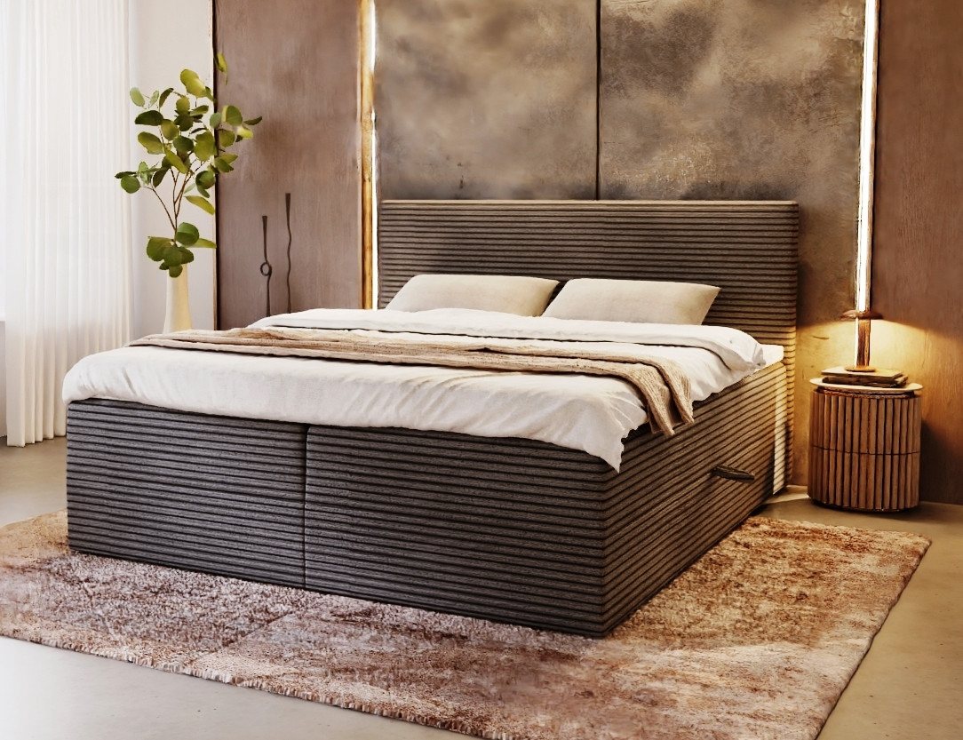 B&B Home Boxspringbett Boxbett Tilia (H3 Matratze Bonellfederung, Kopfteil, Bettkasten und Topper) von B&B Home