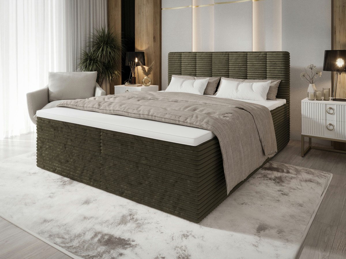 B&B Home Boxspringbett Tiliani (H3 Matratze Bonellfederung, Kopfteil, Bettkasten und Topper) von B&B Home