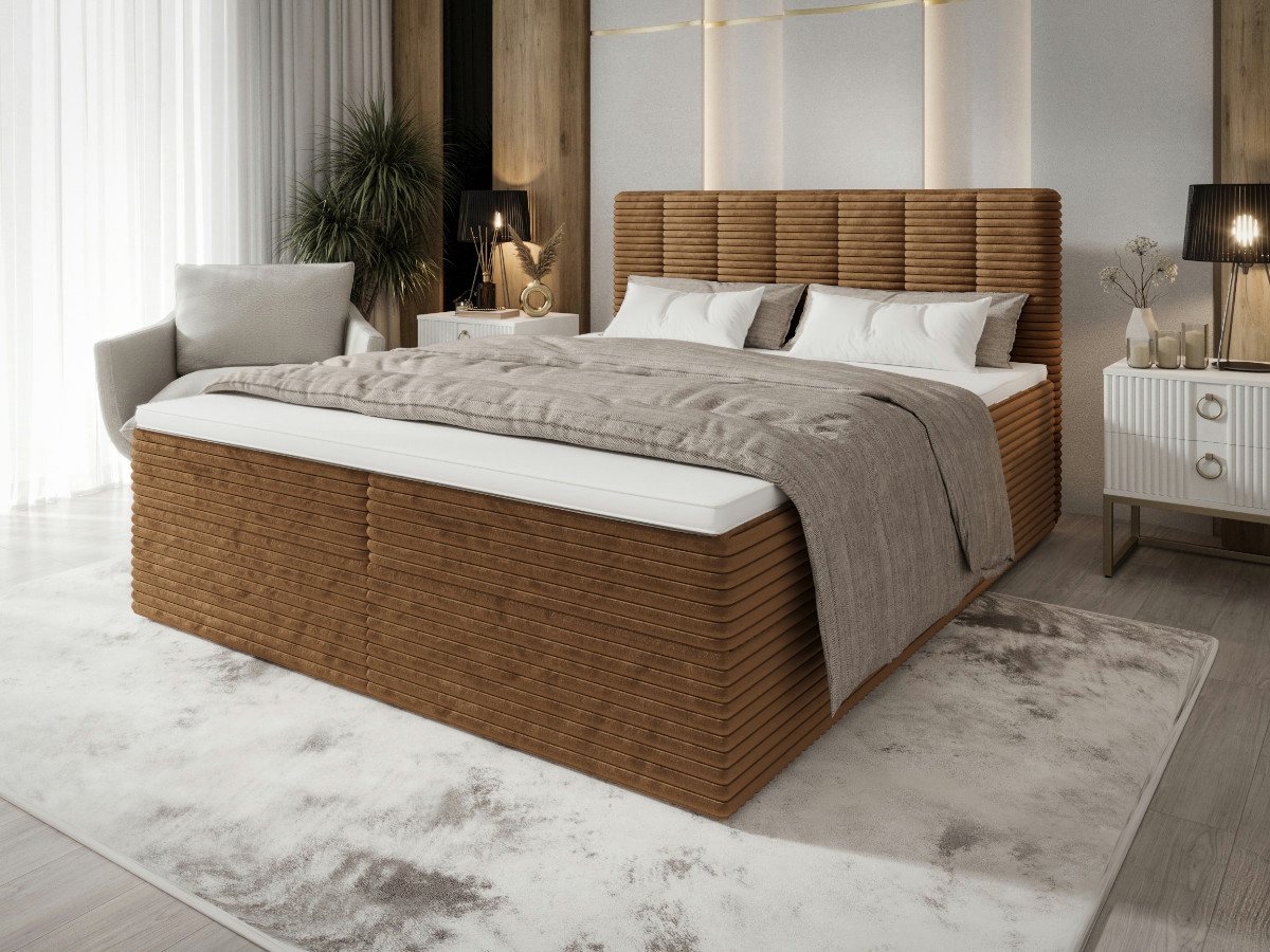 B&B Home Boxspringbett Tiliani (H3 Matratze Bonellfederung, Kopfteil, Bettkasten und Topper) von B&B Home