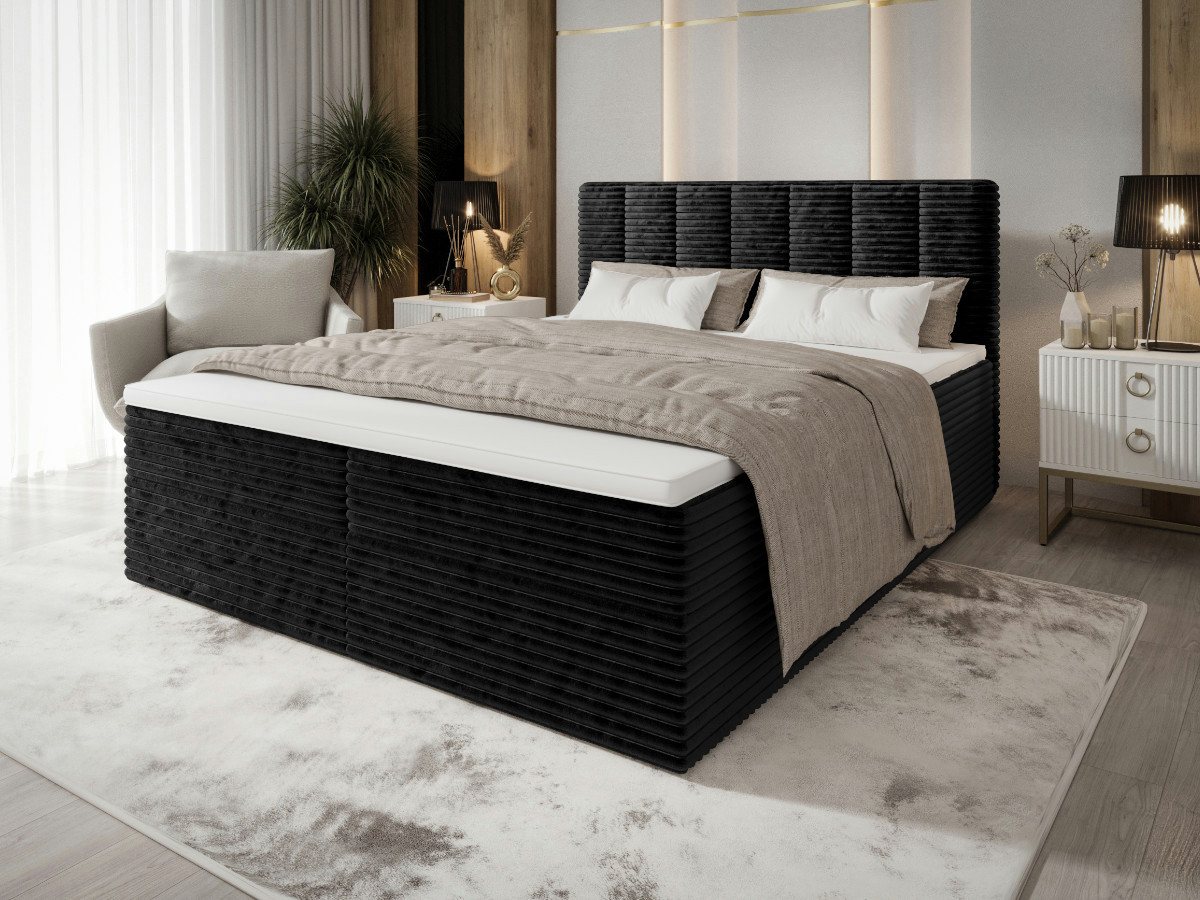 B&B Home Boxspringbett Tiliani (H3 Matratze Bonellfederung, Kopfteil, Bettkasten und Topper) von B&B Home