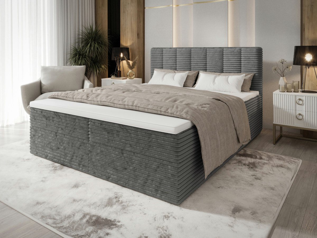 B&B Home Boxspringbett Tiliani (H3 Matratze Bonellfederung, Kopfteil, Bettkasten und Topper) von B&B Home