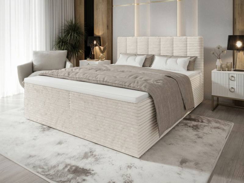 B&B Home Boxspringbett Tiliani (H3 Matratze Bonellfederung, Kopfteil, Bettkasten und Topper) von B&B Home