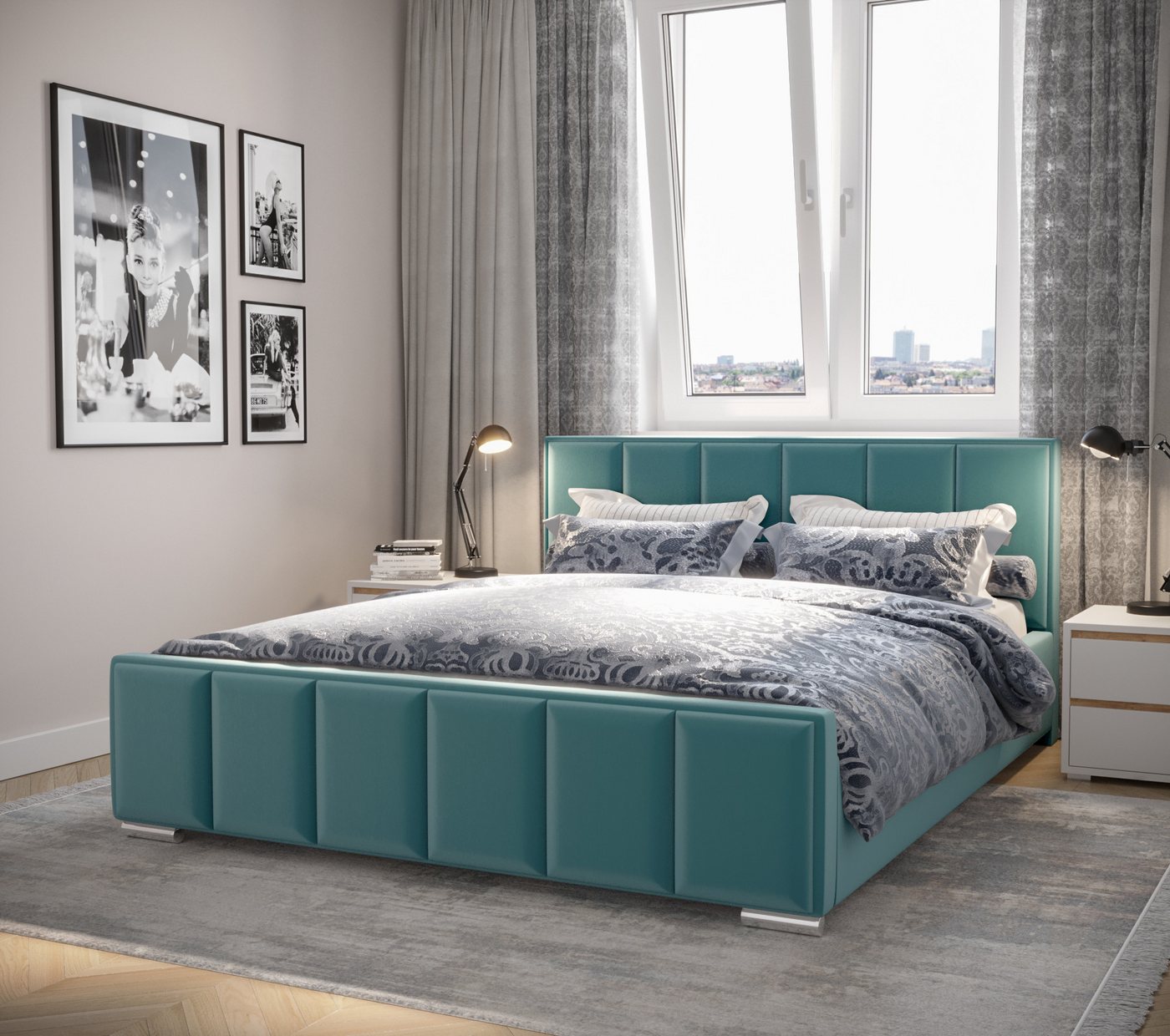 B&B Home Polsterbett Stauraumbett Schlafbett Bett Fancy (mit Bettkasten und Lattenrost (mit oder ohne Matratze) von B&B Home