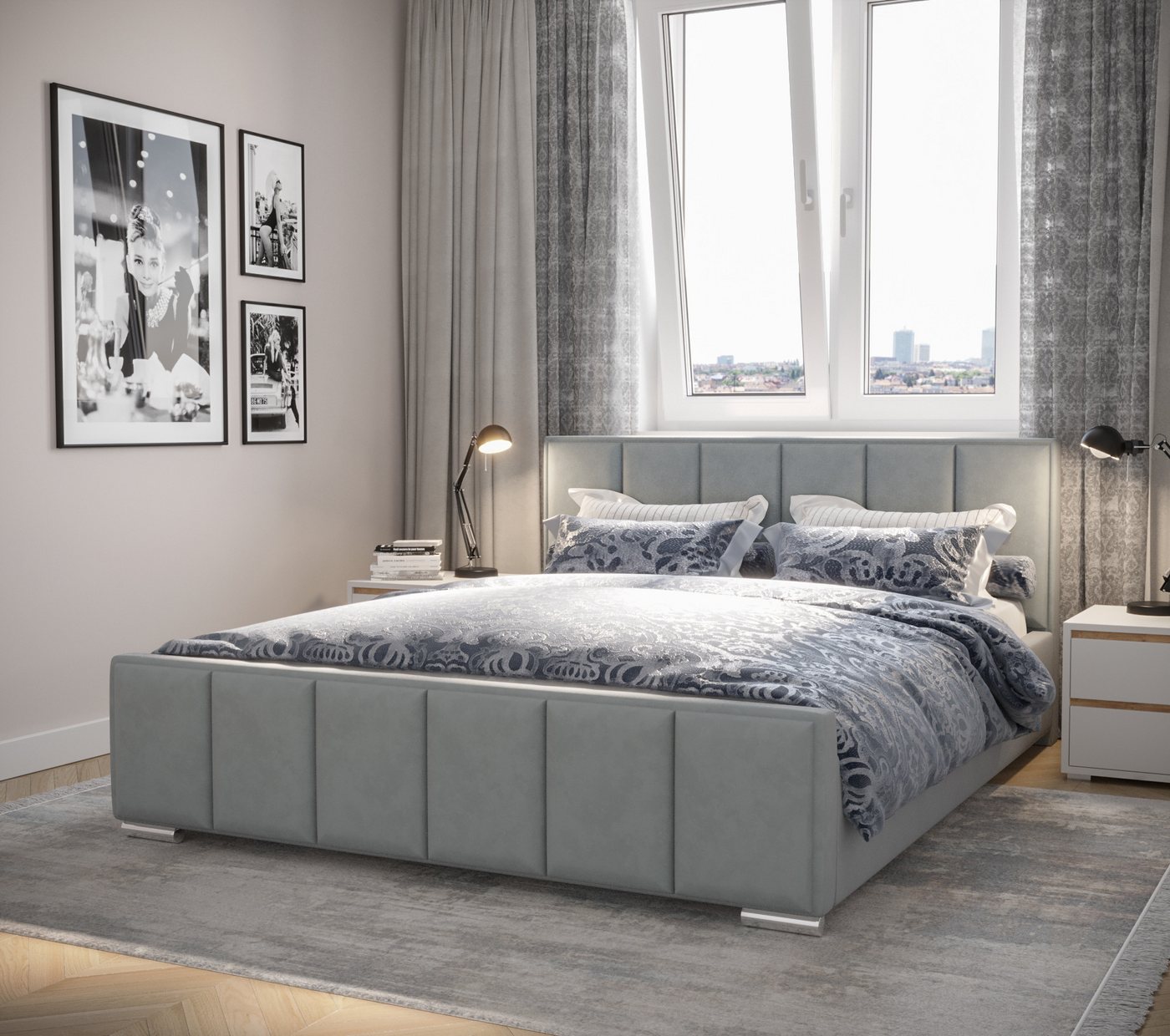B&B Home Polsterbett Stauraumbett Schlafbett Bett Fancy (mit Bettkasten und Lattenrost (mit oder ohne Matratze) von B&B Home