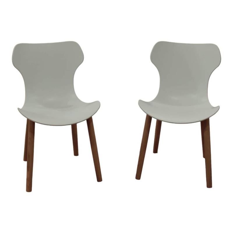2-er Set Stuhl Papilio Shell SH2 Schale Kunststoff Weiß Gestell Eiche Hell Gebür... von B&B Italia