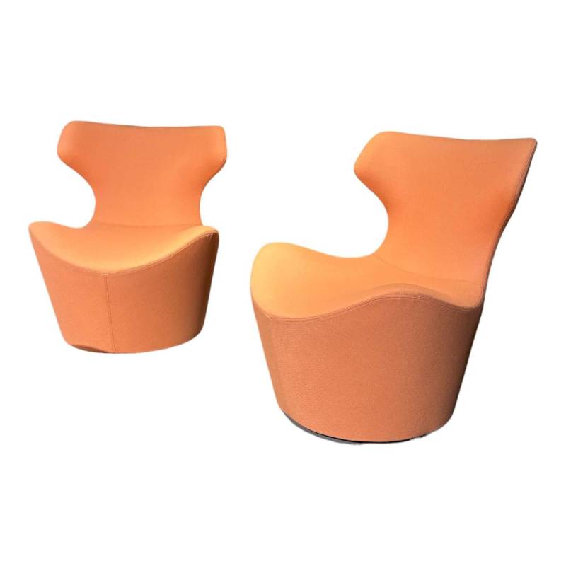2er-Set Drehsessel Papilio Piccola Bezug Stoff Sidro 2059793 Korall Orange Fuß A... von B&B Italia