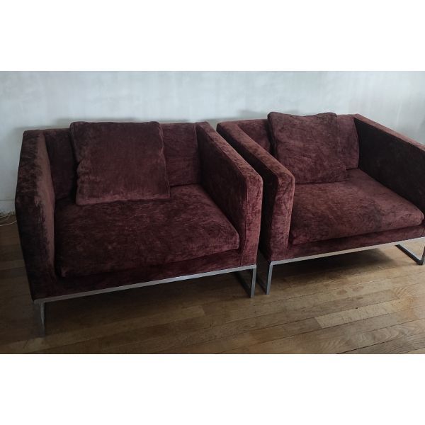 2er-Set braune Tight Sessel von Antonio Citterio, B&B Italia von B&B Italia