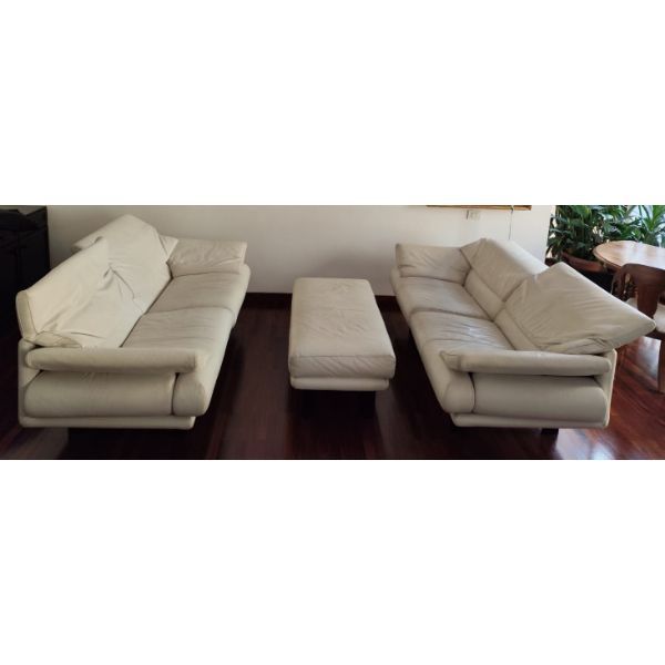 2er Sofa Set mit Hocker Alanda Vintage Weiß von Paolo Piva – 2-Sitzer Sofas, B&B Italia 2er Sofa Set mit Hocker Alanda Vintage Weiß von Paolo Piva – 2-Sitzer Sofas, B&B Italia von B&B Italia