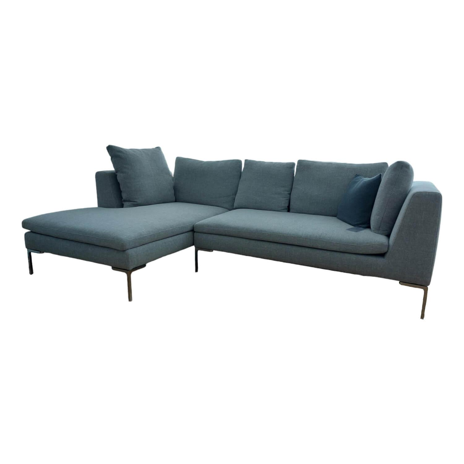 Ecksofa Charles Large Bezug Stoff Samara Grau 2474251 Gestell Aluminium Glanzpol... von B&B Italia