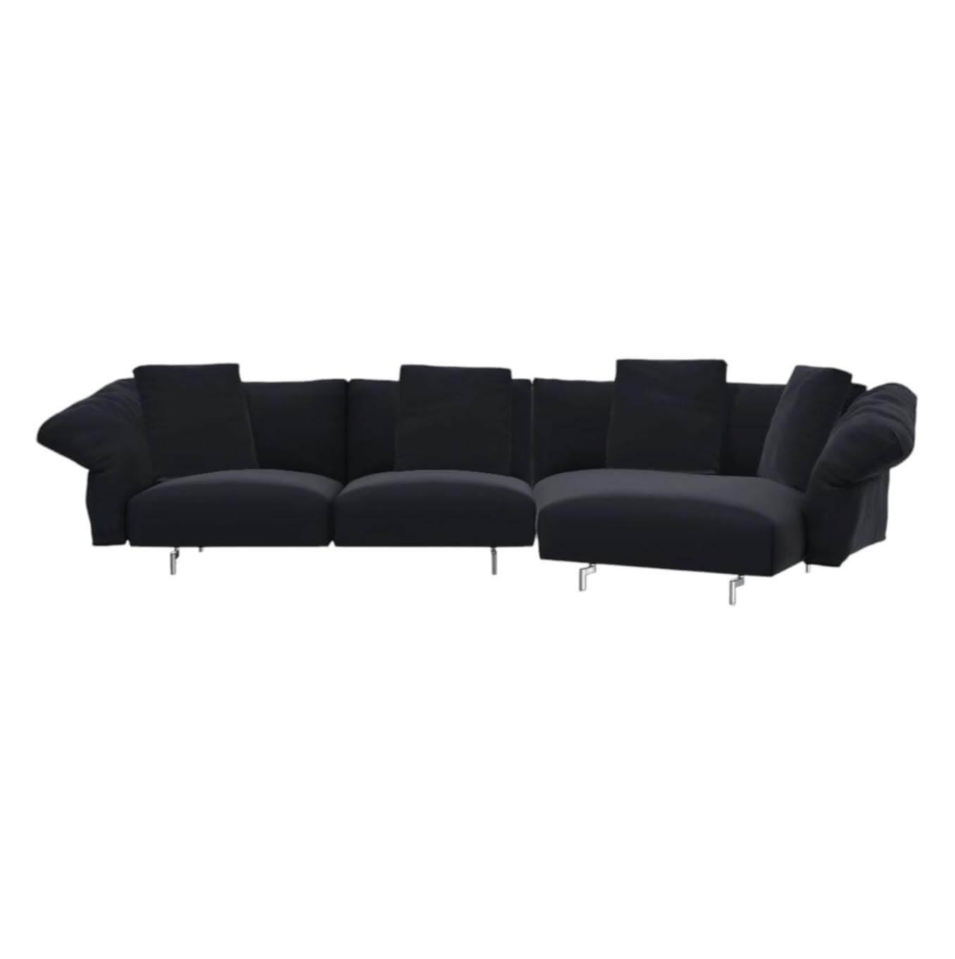 Ecksofa Dambo Stoff Serra 850 Blau Navy Füße Glanzpoliert mit 4 Kissen Ecksofa Dambo Stoff Serra 850 Blau Navy Füße Glanzpoliert mit 4 Kissen von B&B Italia