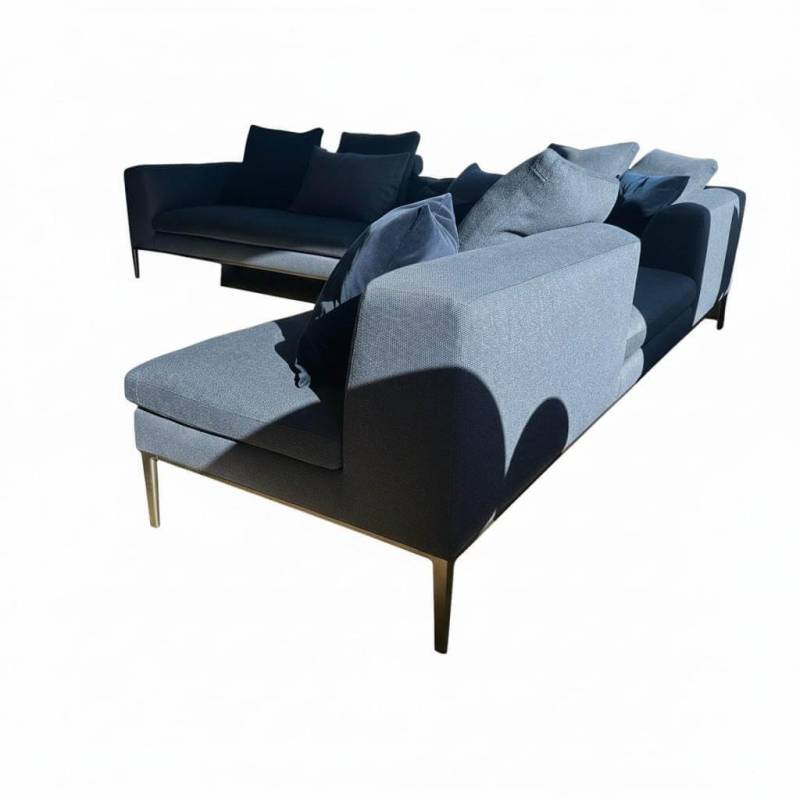 Ecksofa Michel Stoff Semio 2359850 Dunkelblau Blau Gestell Aluminium Nickel Bron... von B&B Italia