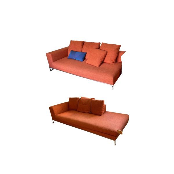 Modulares Ecksofa Dadone aus orangefarbenem Stoff von Antonio Citterio, B&B Italia von B&B Italia