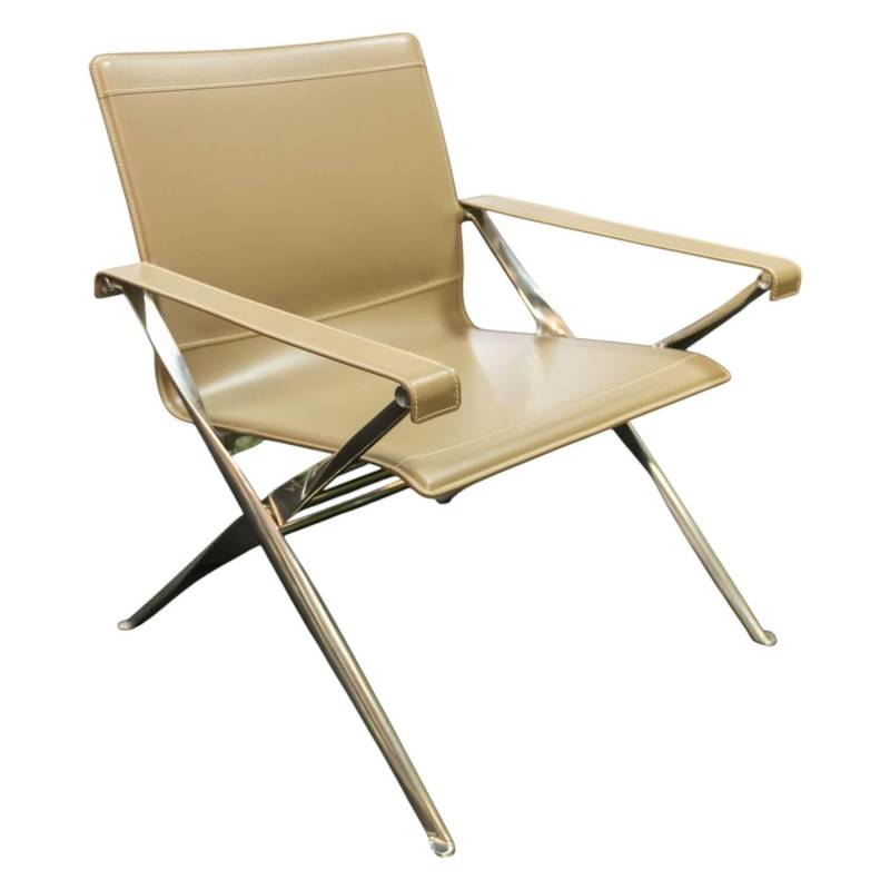 Sessel Beverly 14  Kernleder Tortora 1121280 Rahmen Aluminium von B&B Italia