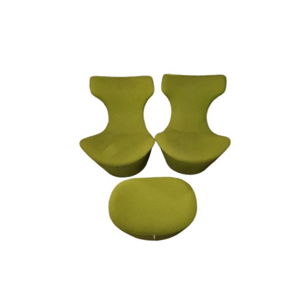 Set 2 drehbare Sessel und Hocker Grande Papilio (grün), B&B Italia von B&B Italia