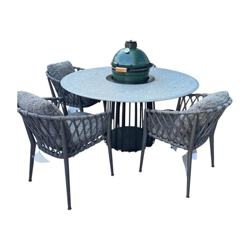 Sitzgruppe Tisch Basket BC07 Porfido Verde Schwarz Grau Schwarz Stuhl Erica Gefl... von B&B Italia